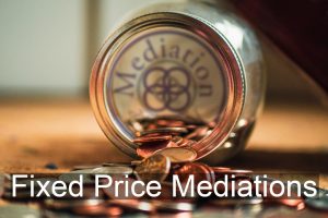 Money jar on side with "fixed Price Mediations" written below